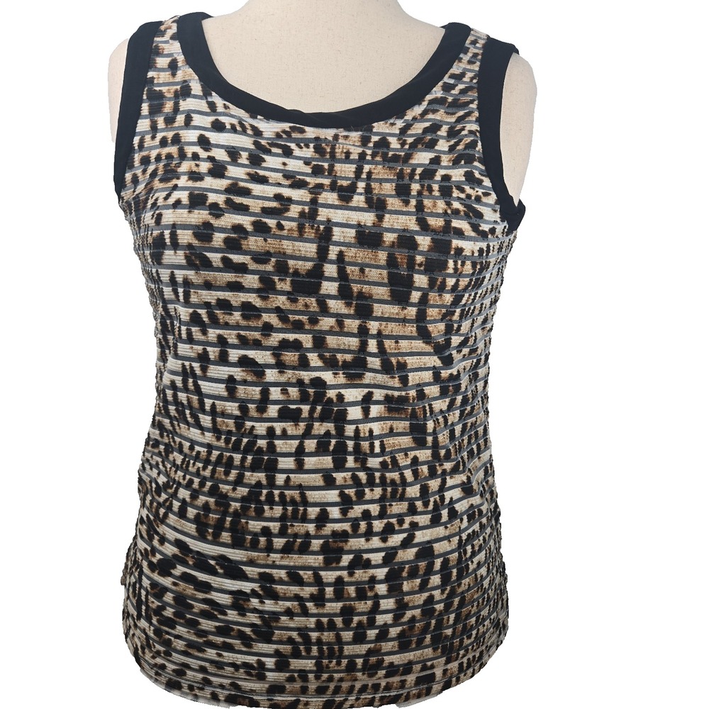Travelers By Chico's Size 1  8-10 Double Layered Animal Print Tank Top